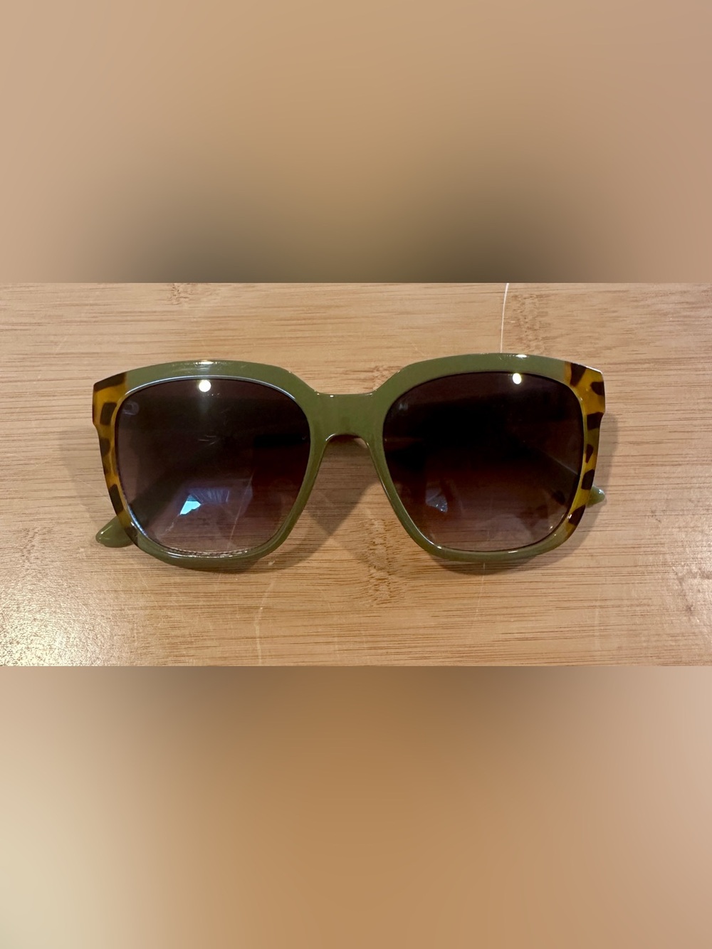 Tahari Green and Tortoise Print Sunglasses